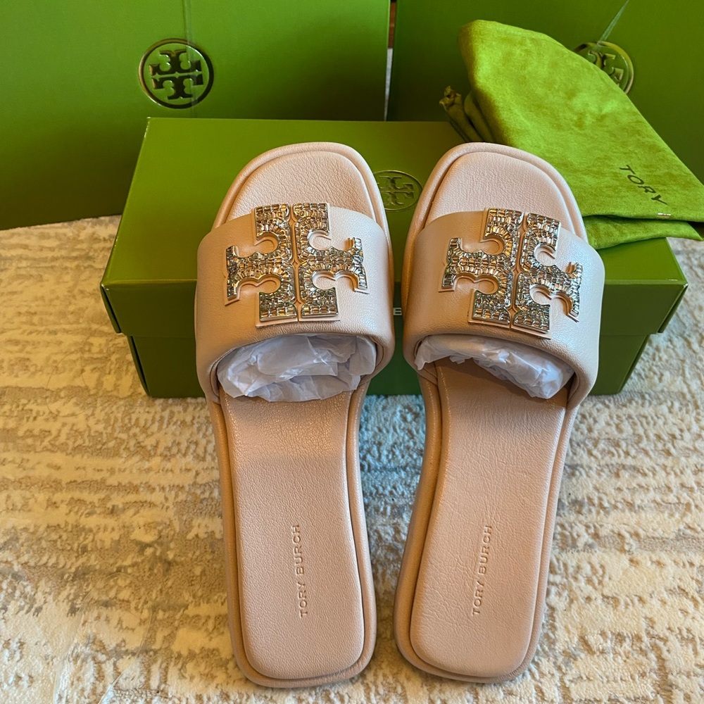 Tory Burch Women’s Double T Deco Slide Sandals - Picture 2 of 6